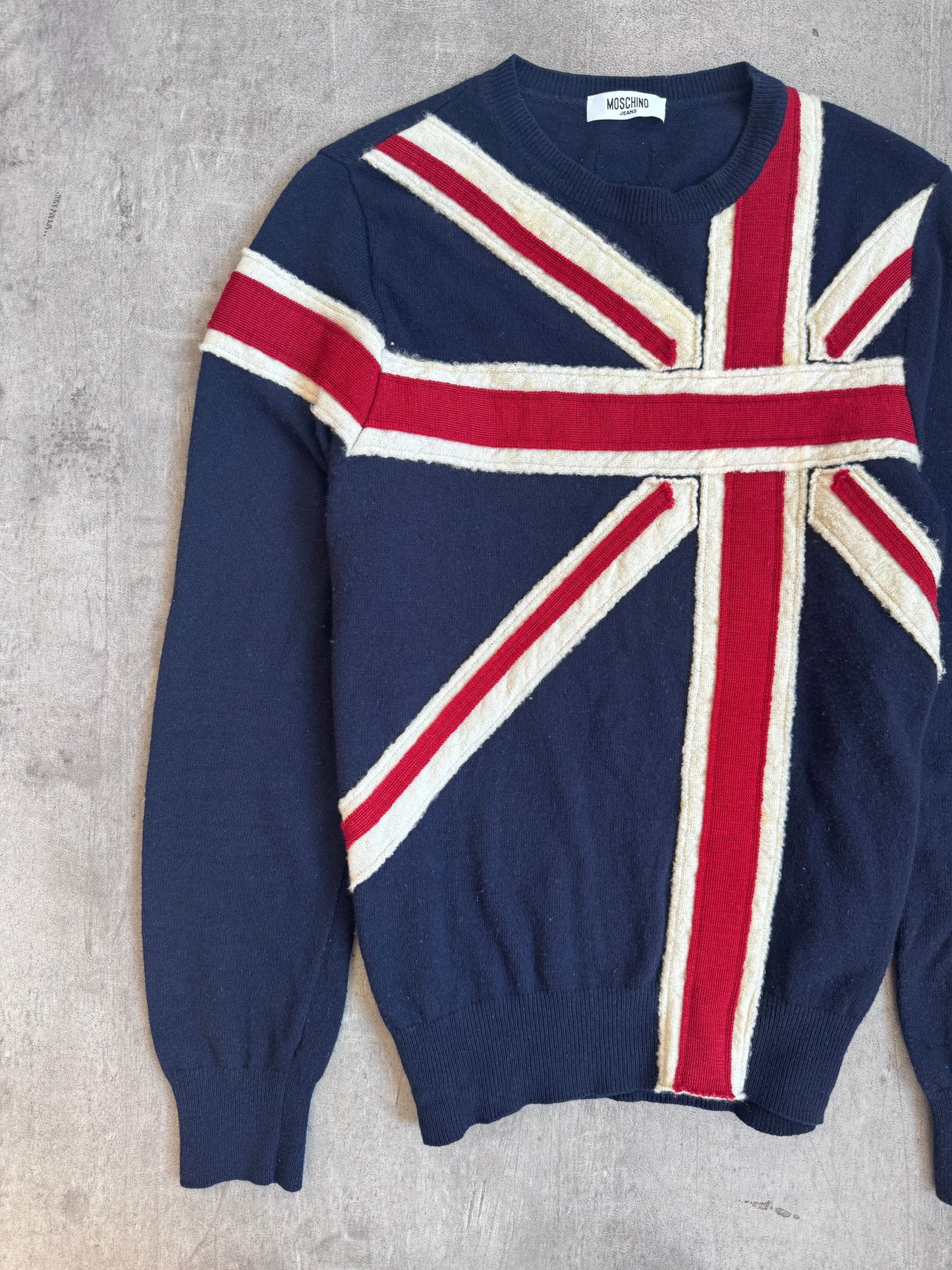 2000's Moschino Jeans Union Jack Knitted Wool Sweater