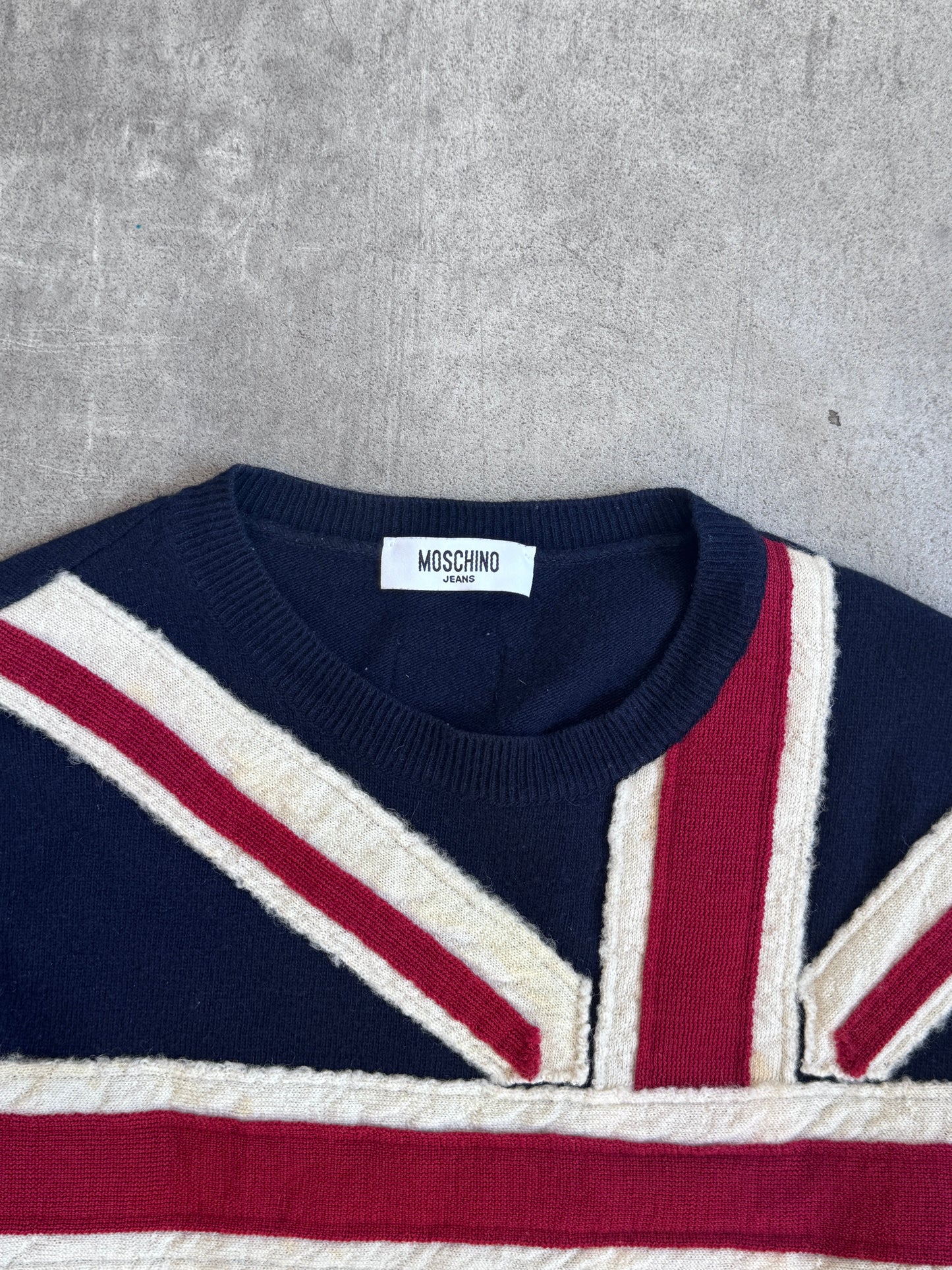 2000's Moschino Jeans Union Jack Knitted Wool Sweater
