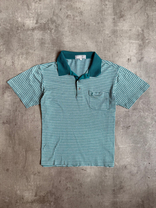Yves Saint Laurent Teal Check SS Polo Shirt