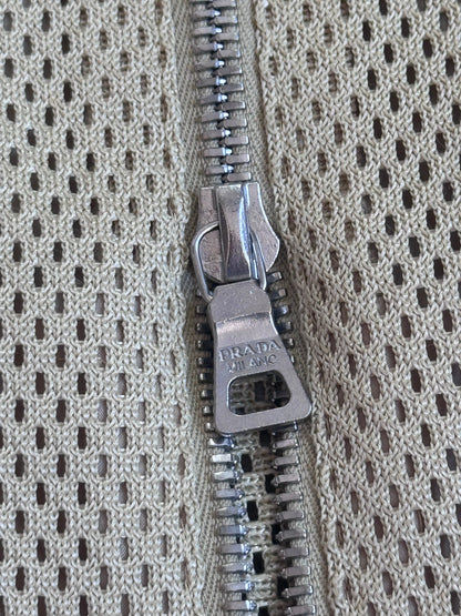 SS 2000 Prada Perforated Mesh Leather Trim Racer Jacket