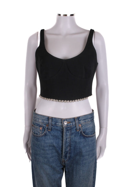 David Koma S/S Crystal Trim Cropped Top Black 12 | O/S, Black