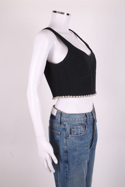 David Koma S/S Crystal Trim Cropped Top Black 12 | O/S, Black