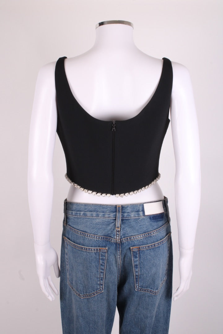 David Koma S/S Crystal Trim Cropped Top Black 12 | O/S, Black