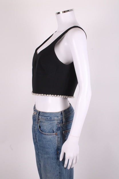 David Koma S/S Crystal Trim Cropped Top Black 12 | O/S, Black