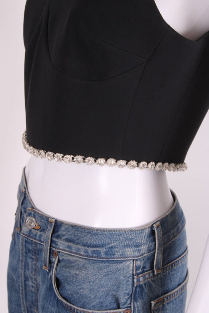 David Koma S/S Crystal Trim Cropped Top Black 12 | O/S, Black