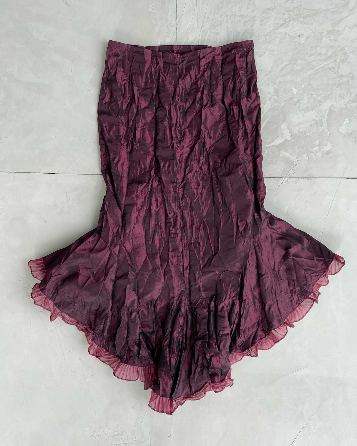 BAI AMOUR WRINKLED NYLON BOW MAXI SKIRT - S