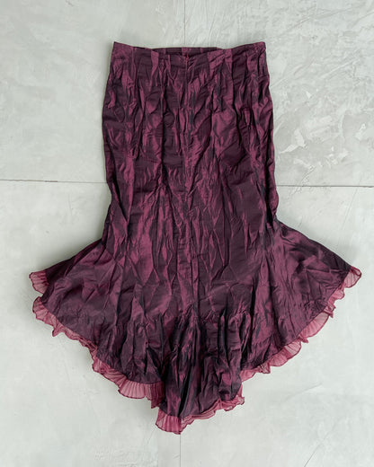 BAI AMOUR WRINKLED NYLON BOW MAXI SKIRT - S