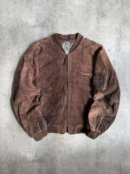 1980s Diesel Brown Suede MA-1 Bomber Jacket