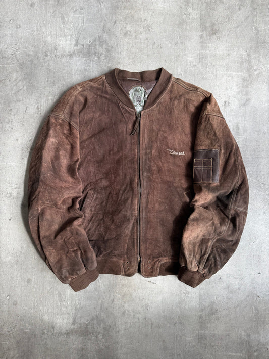 1980s Diesel Brown Suede MA-1 Bomber Jacket