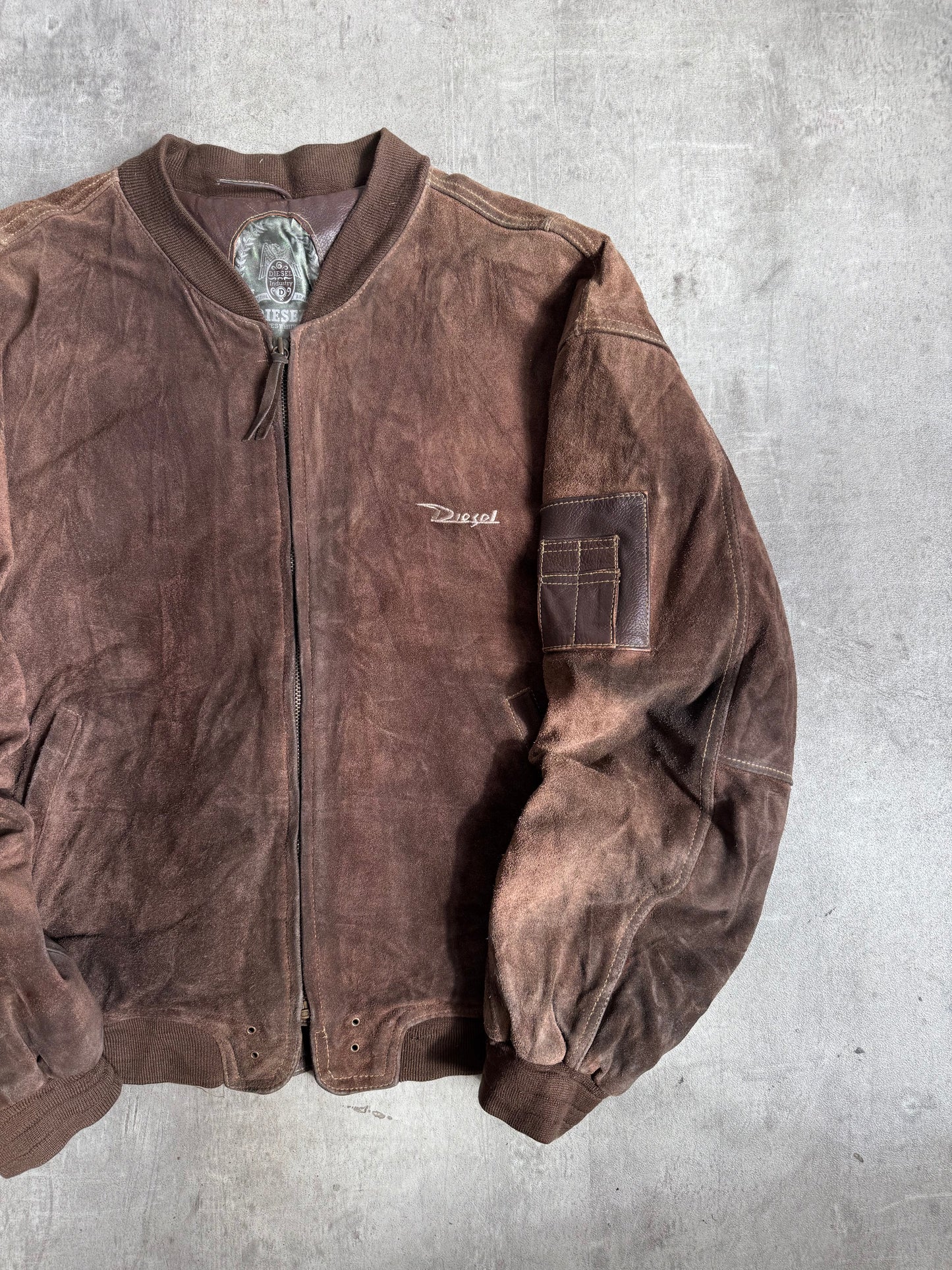 1980s Diesel Brown Suede MA-1 Bomber Jacket
