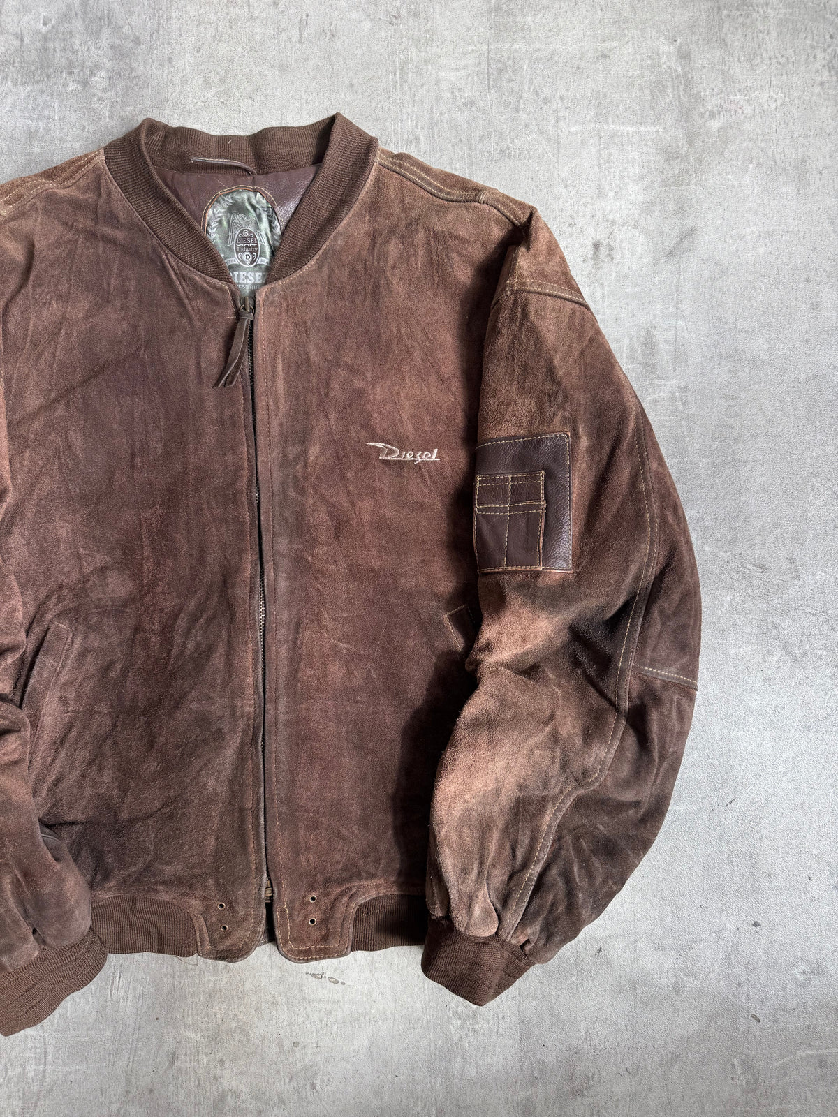 1980s Diesel Brown Suede MA-1 Bomber Jacket | Extra Extra Large, Brown