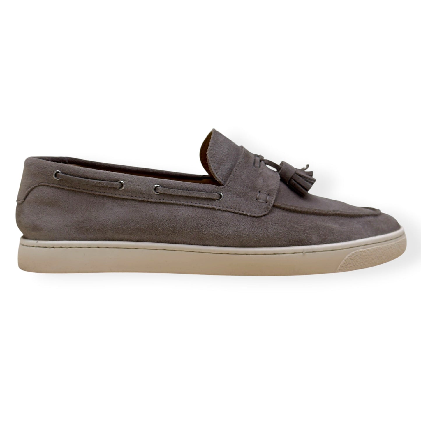 BRUNELLO CUCINELLI SUEDE TASSEL LOAFER SNEAKER TAUPE 45 / UK11 | UK 11, Taupe