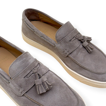 BRUNELLO CUCINELLI SUEDE TASSEL LOAFER SNEAKER TAUPE 45 / UK11 | UK 11, Taupe