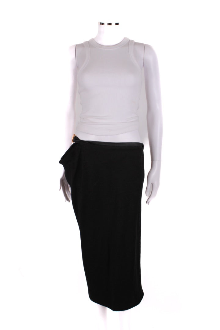 Versace Medusa Cut Out Draped Skirt Black 10 | O/S, Black