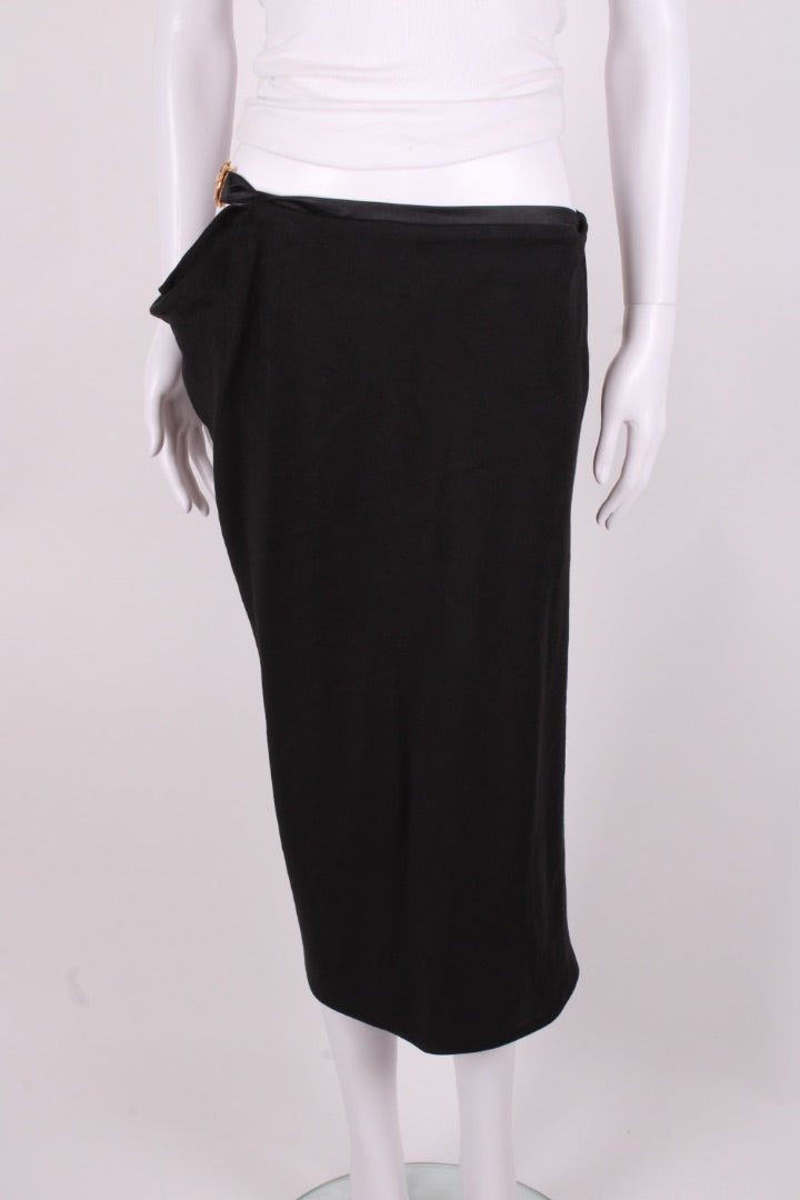 Versace Medusa Cut Out Draped Skirt Black 10 | O/S, Black