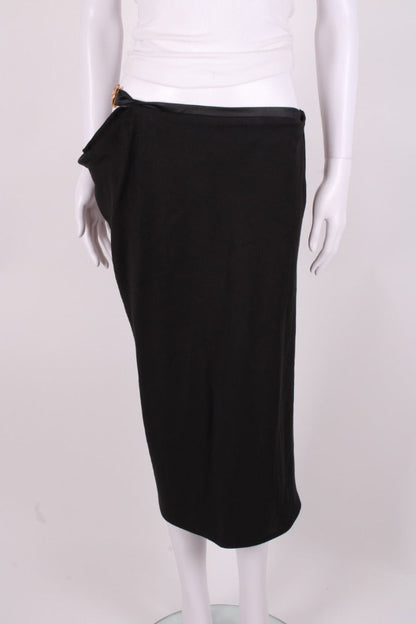 Versace Medusa Cut Out Draped Skirt Black 10 | O/S, Black