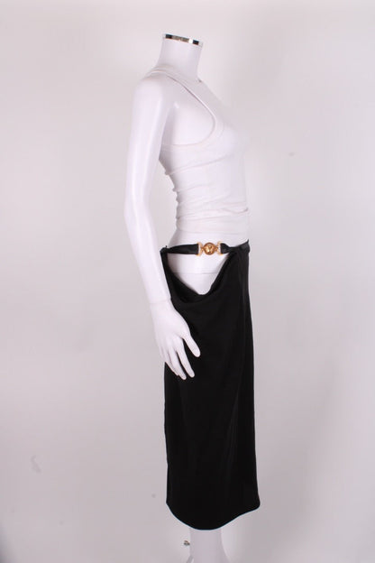 Versace Medusa Cut Out Draped Skirt Black 10 | O/S, Black