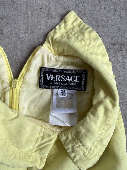 Versace Sunshine Yellow Pocket Sleeveless Midi Dress