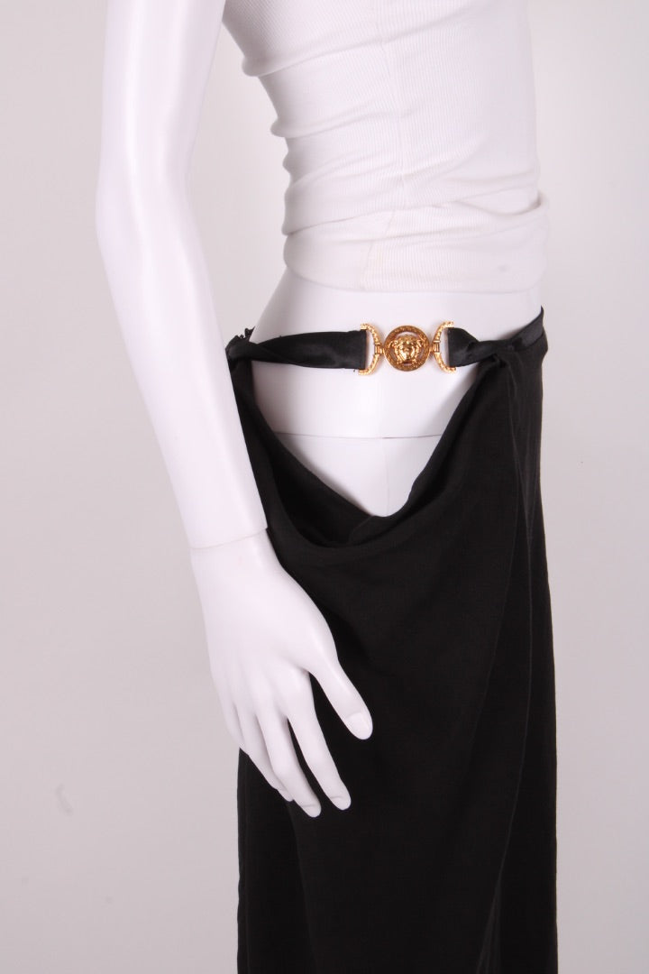 Versace Medusa Cut Out Draped Skirt Black 10 | O/S, Black