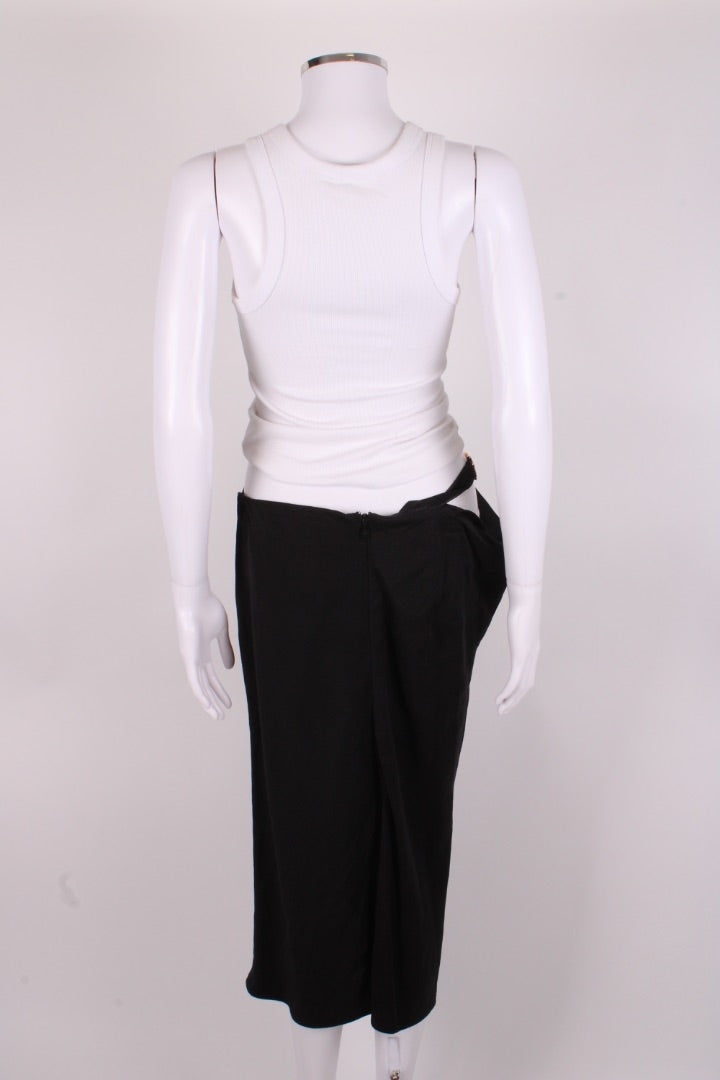 Versace Medusa Cut Out Draped Skirt Black 10 | O/S, Black
