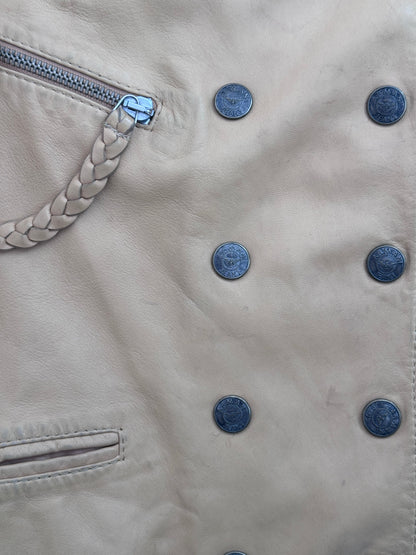 Armani Jeans Soft Leather Moto Jacket with Braided Epaulettes