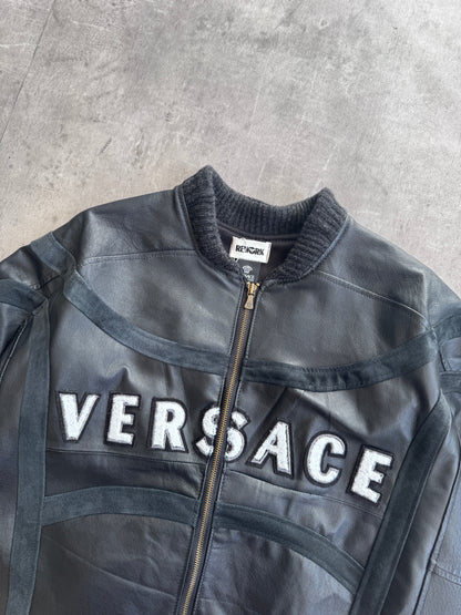 VT Rework : Versace Leather Suede Jacket | Large, Multicoloured