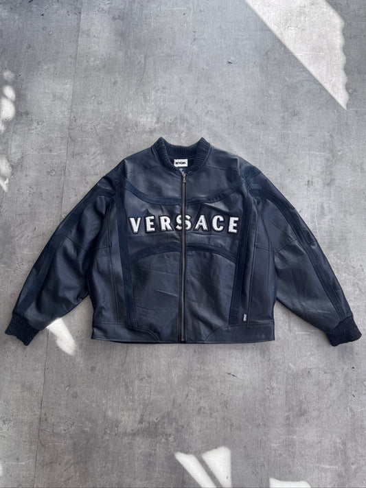 VT Rework : Versace Leather Suede Jacket | Large, Multicoloured