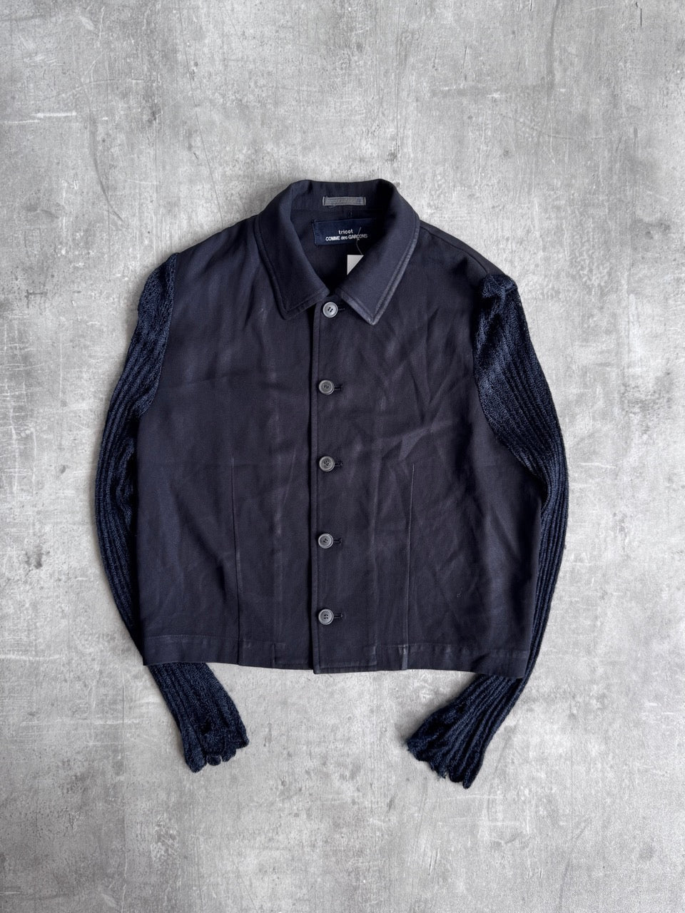 Comme des Garcons Cropped Crochet sleeve Button Up Top