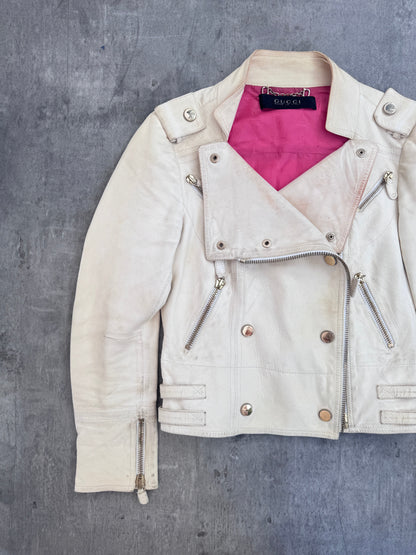 Gucci by Tom Ford Cream Soft Leather Commanders Jacket