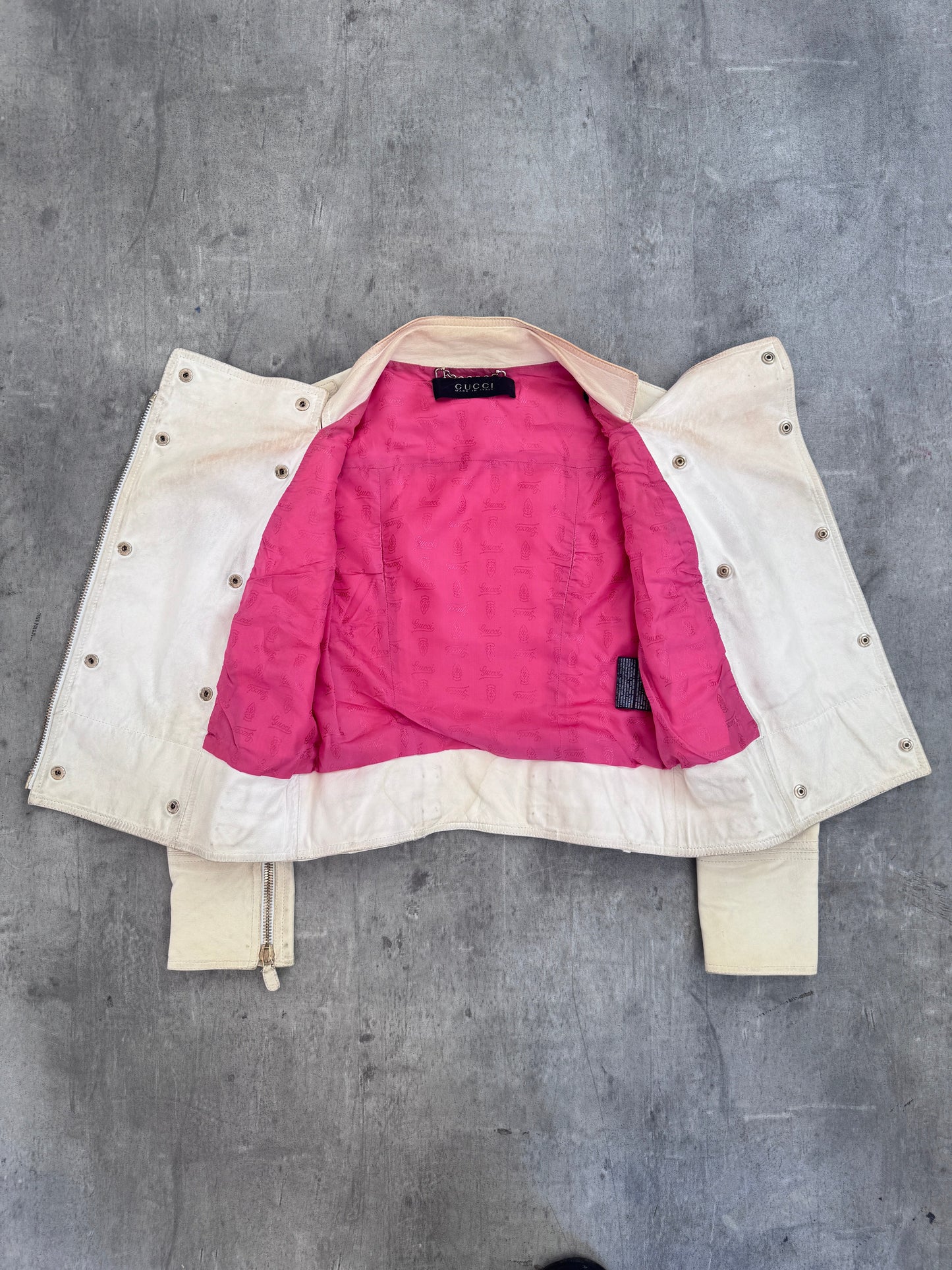 Gucci by Tom Ford Cream Soft Leather Commanders Jacket