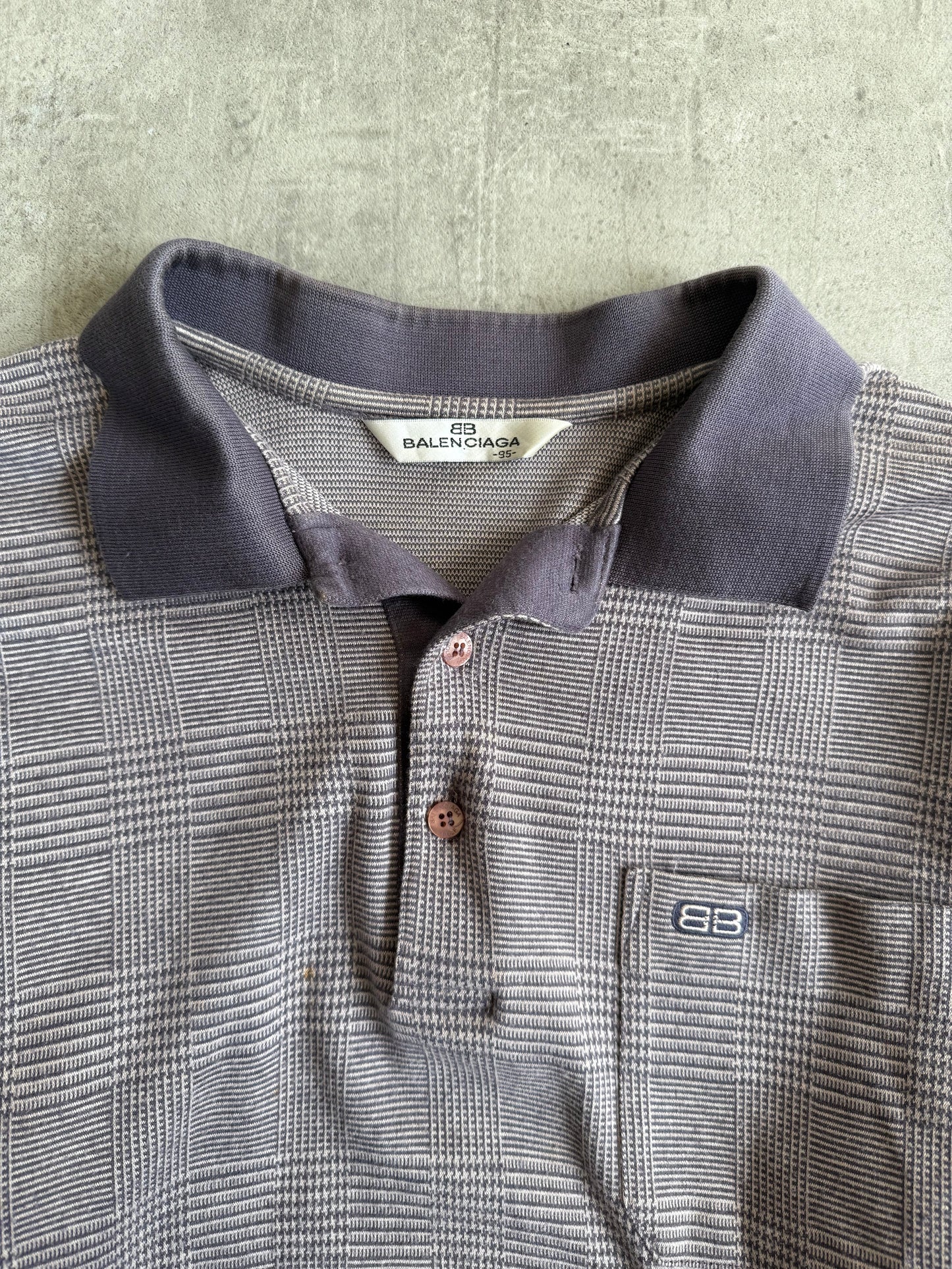 1990s Balenciaga Houndstooth Check LS Polo Shirt (Sold As Seen)