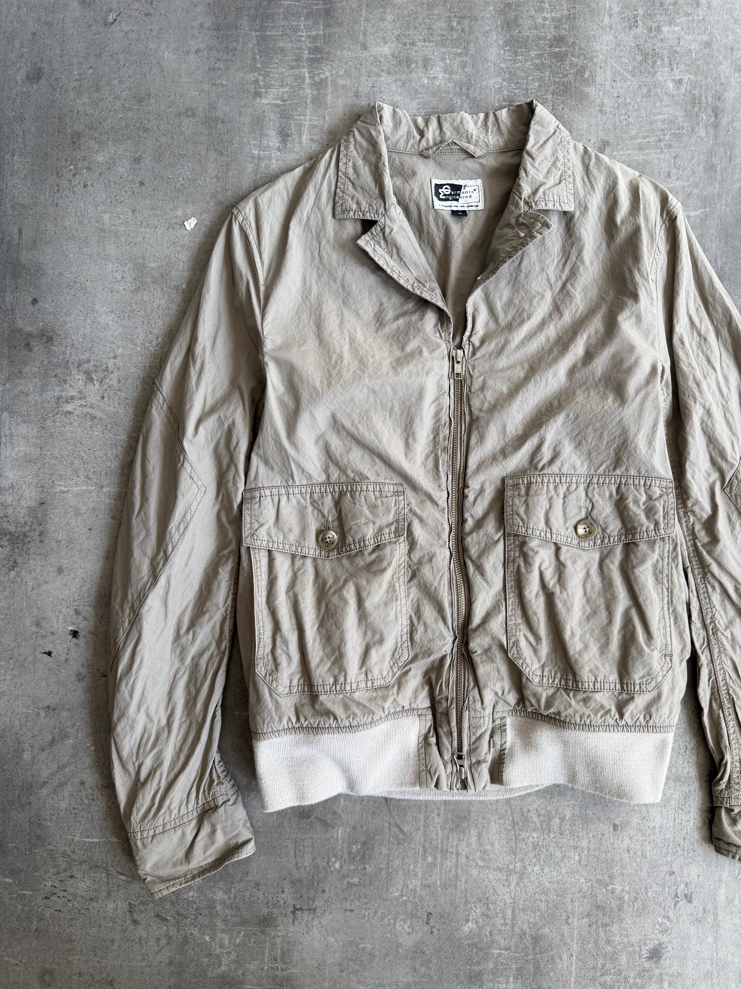 Engineered Garments Low Collar Khaki Bomber Jacket | Small, Multicoloured