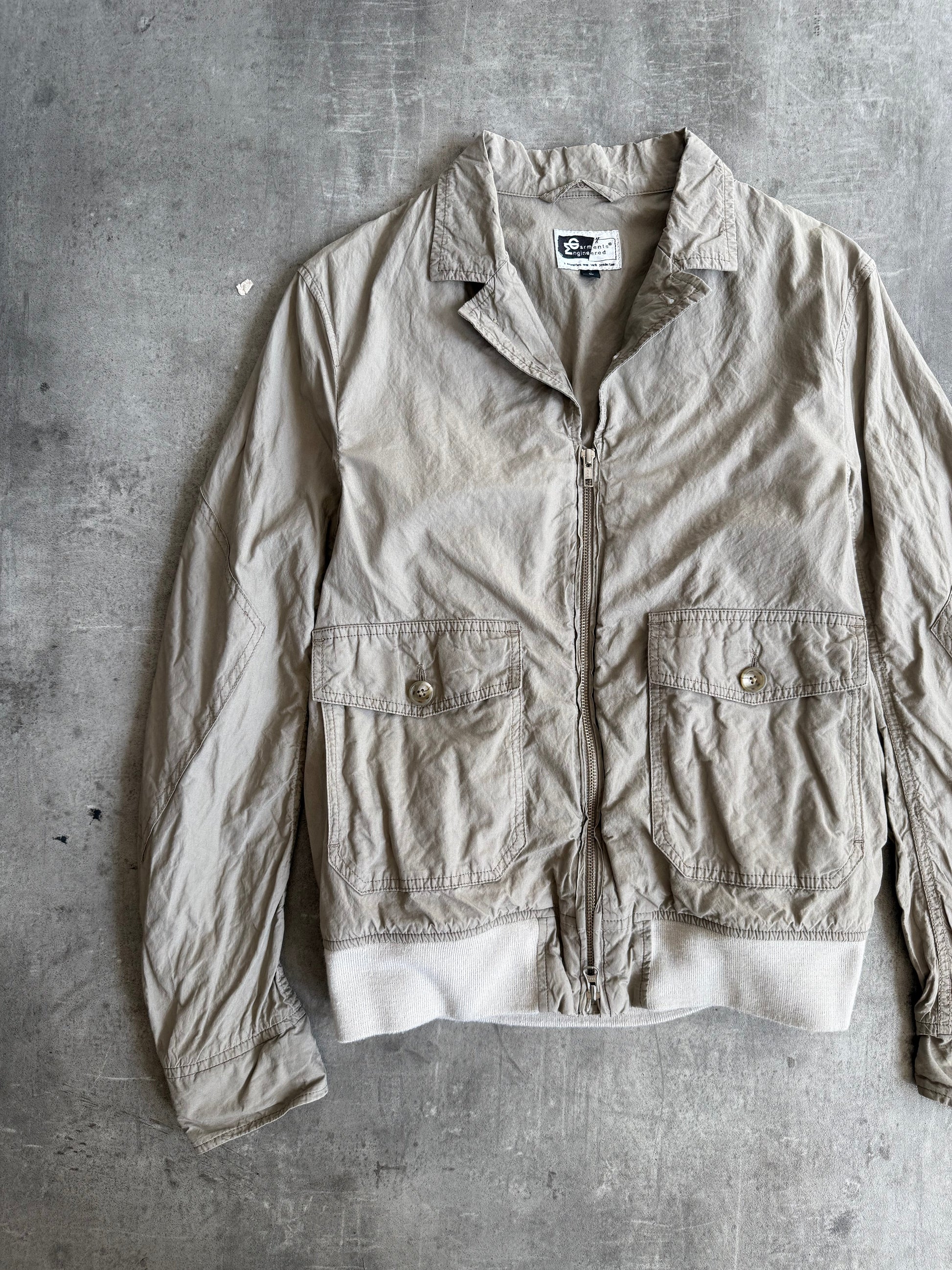 Engineered Garments Low Collar Khaki Bomber Jacket | Small, Multicoloured
