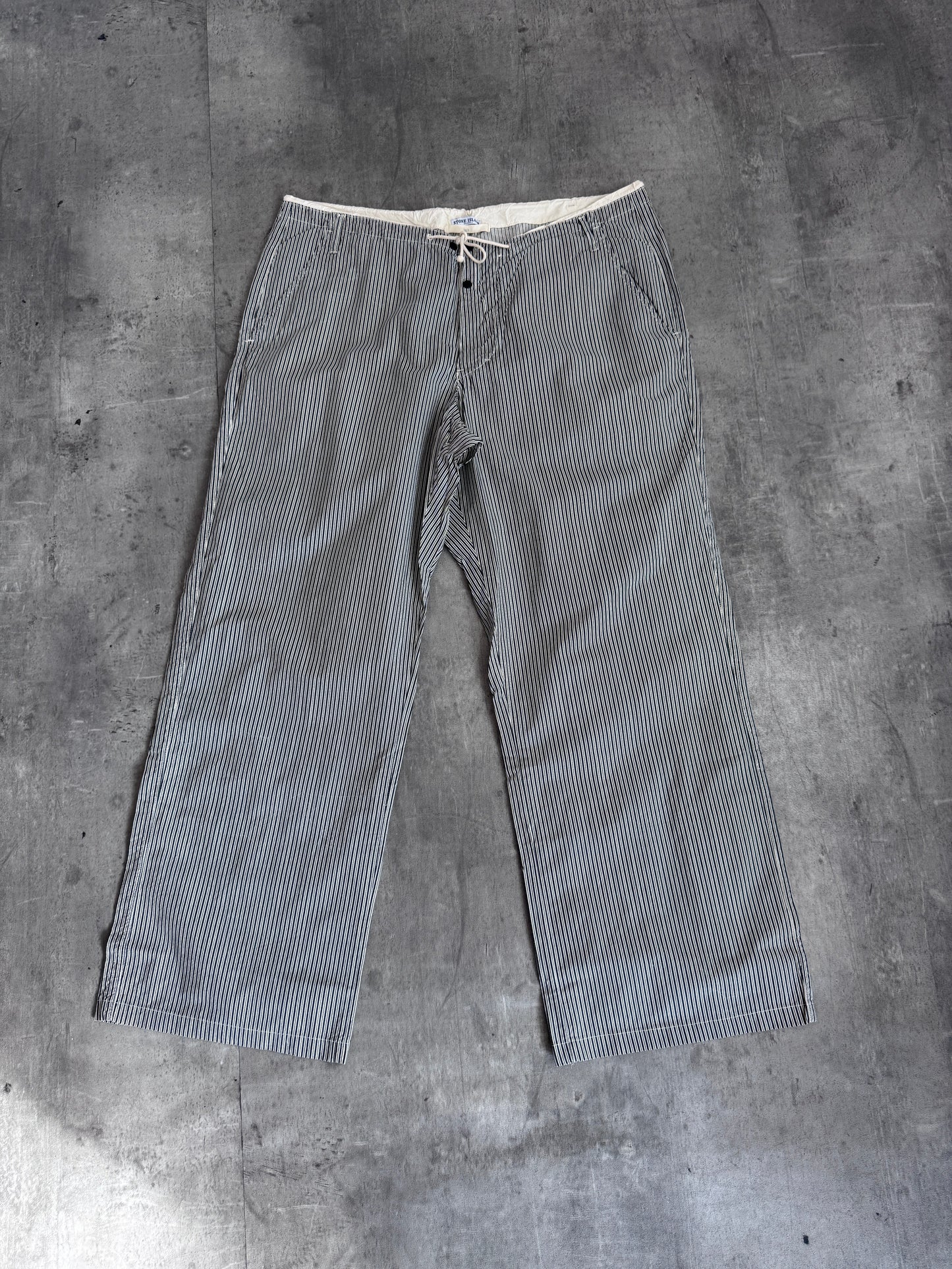 S/S 2000 Stone Island Drawstring Monochrome Stripe Flared Trousers