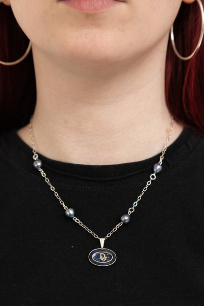 VT Rework : Dior Silver Chain Black Curated Pearl Necklace