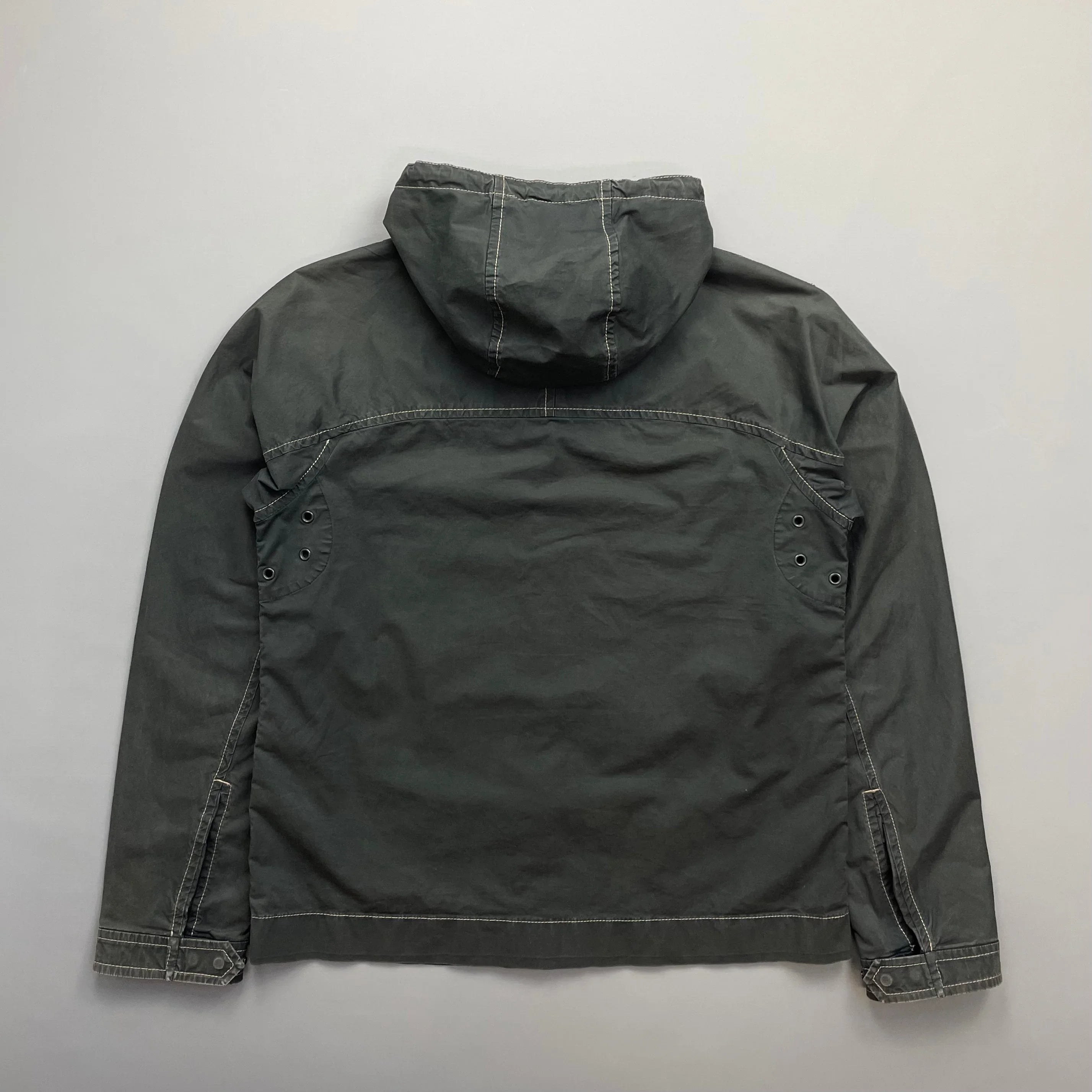 Prada Sport Grey Lightweight Contrast Stitching Hooded Windbreaker