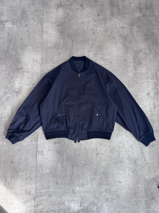 1980's Valentino Jeans Logo Applique Black Cotton Bomber Jacket