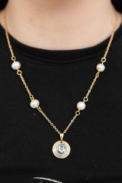 VT Rework : Dior Circlular Gold Chain Cream Curated Pearl Necklace