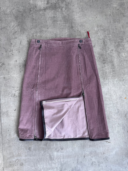 Prada Dusty Pink Corduroy Zip Detail Midi Skirt