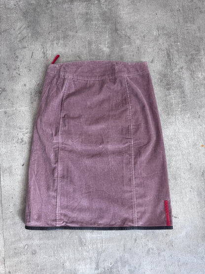 Prada Dusty Pink Corduroy Zip Detail Midi Skirt