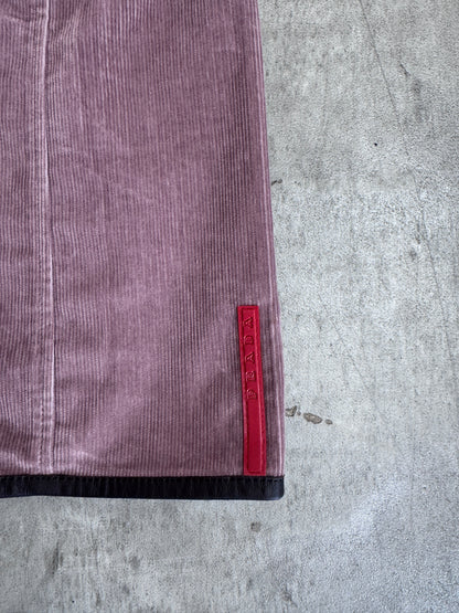 Prada Dusty Pink Corduroy Zip Detail Midi Skirt