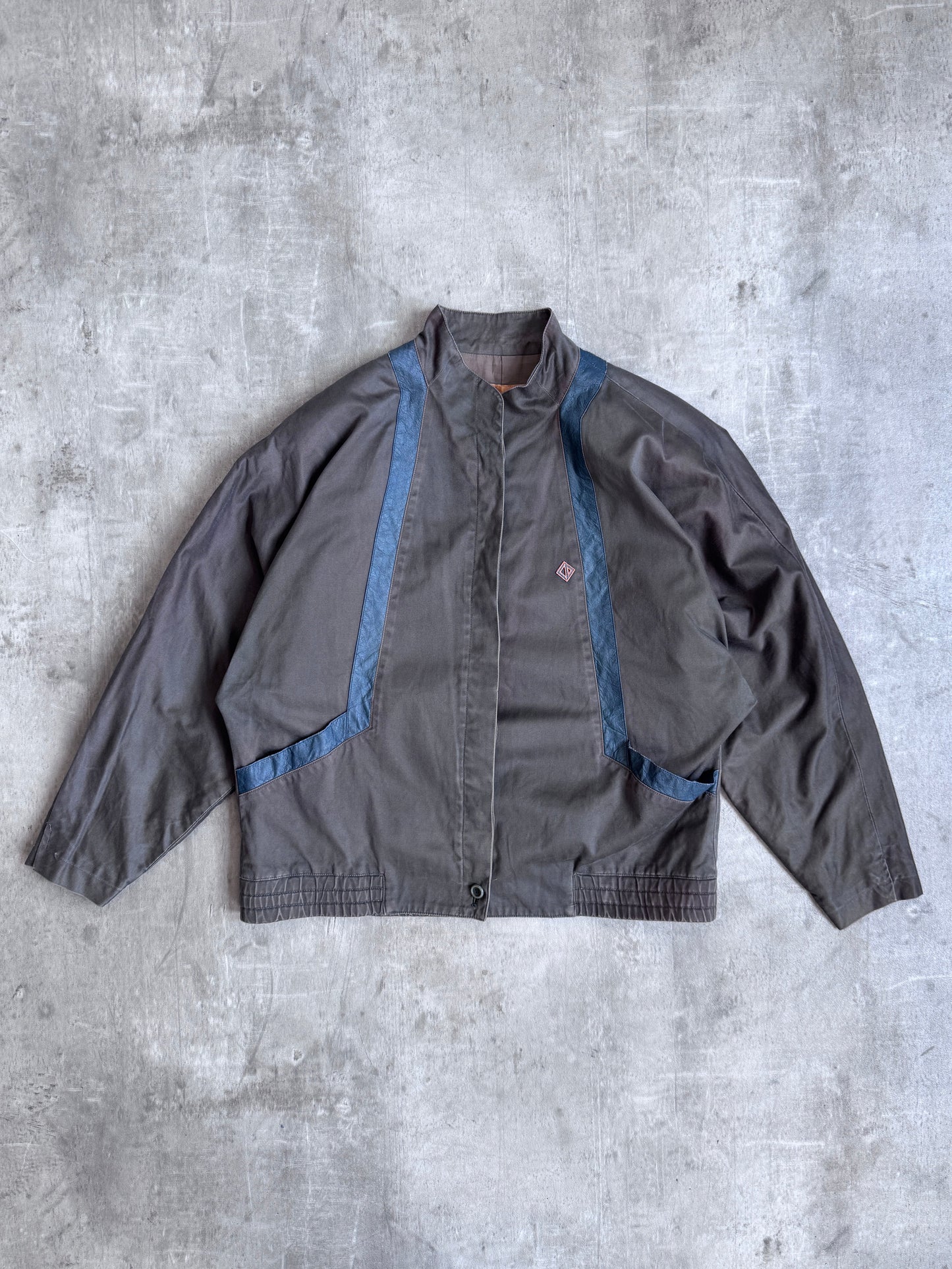 1980s Christian Dior Sports Leather Trim Batwing Sleeve Jacket