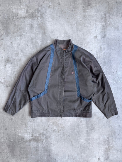 1980s Christian Dior Sports Leather Trim Batwing Sleeve Jacket