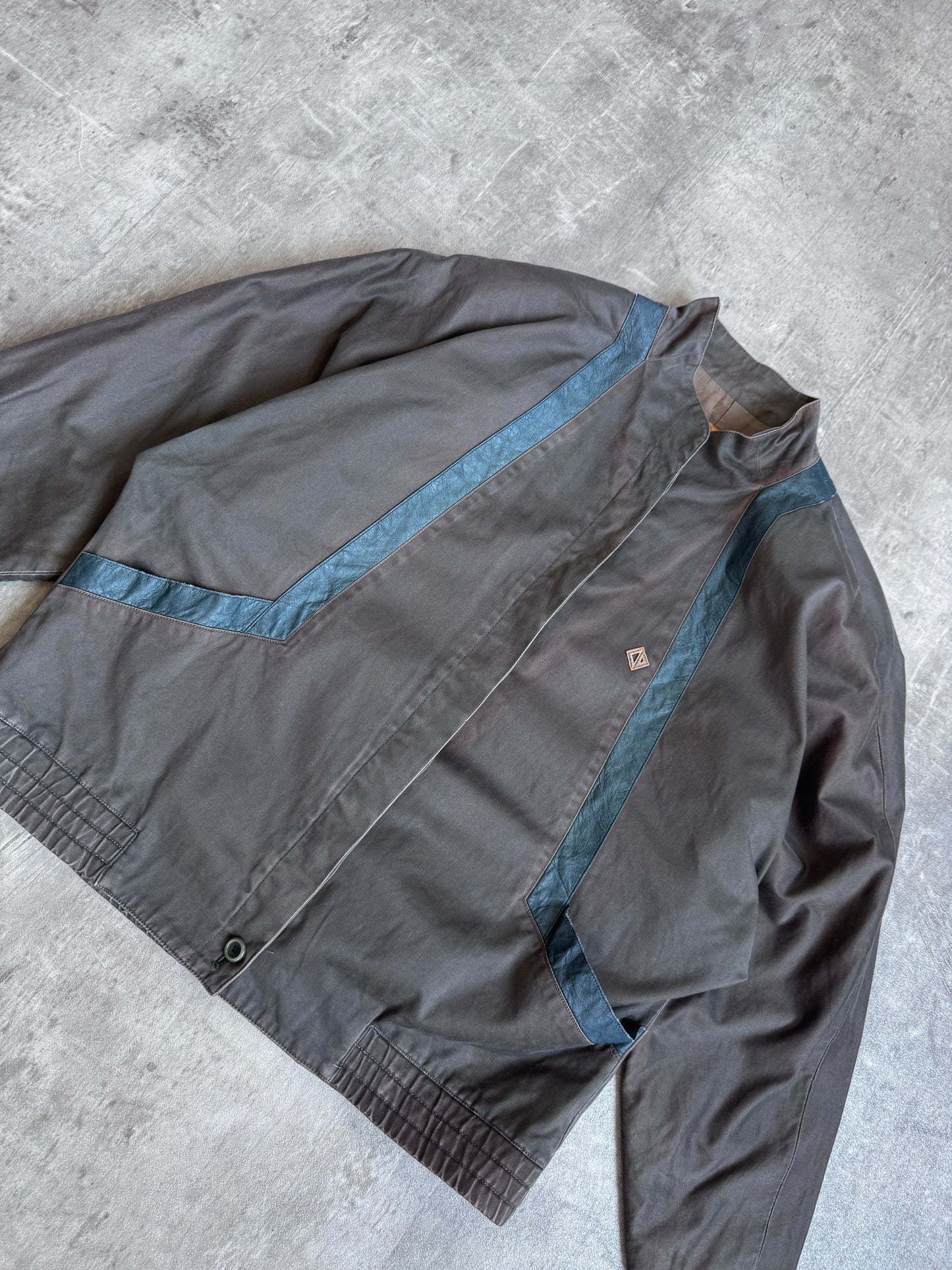 1980s Christian Dior Sports Leather Trim Batwing Sleeve Jacket