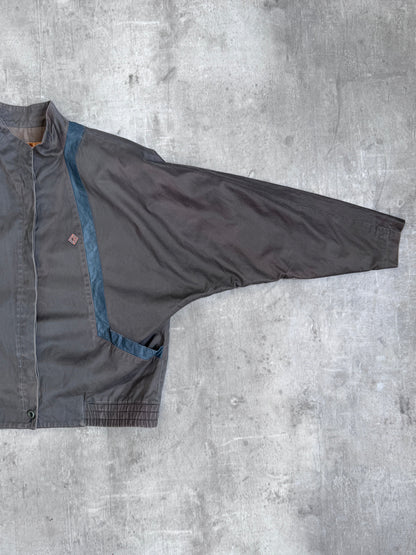 1980s Christian Dior Sports Leather Trim Batwing Sleeve Jacket