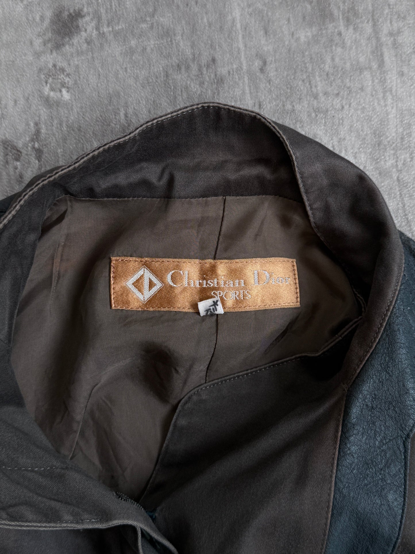 1980s Christian Dior Sports Leather Trim Batwing Sleeve Jacket