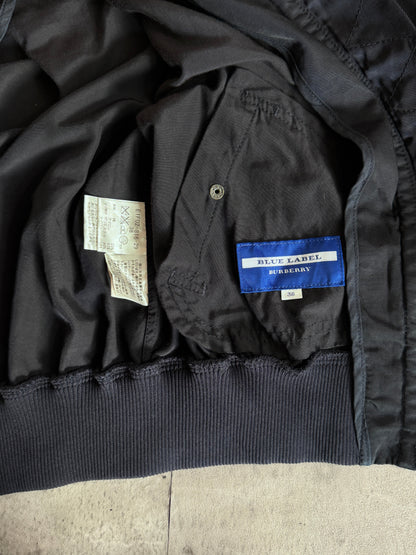 Burberry Blue Label Navy Leather Lined Bomber Jacket