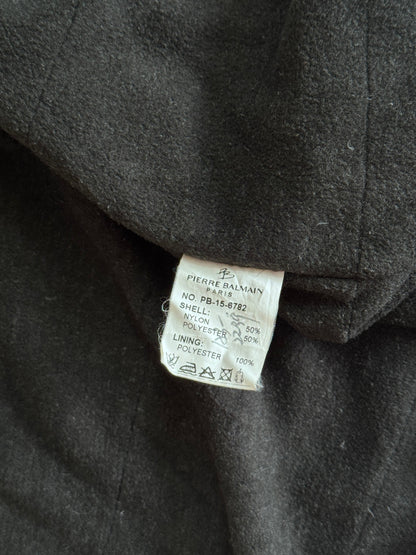 Pierre Balmain Khaki Lined Coat with Removable Collar
