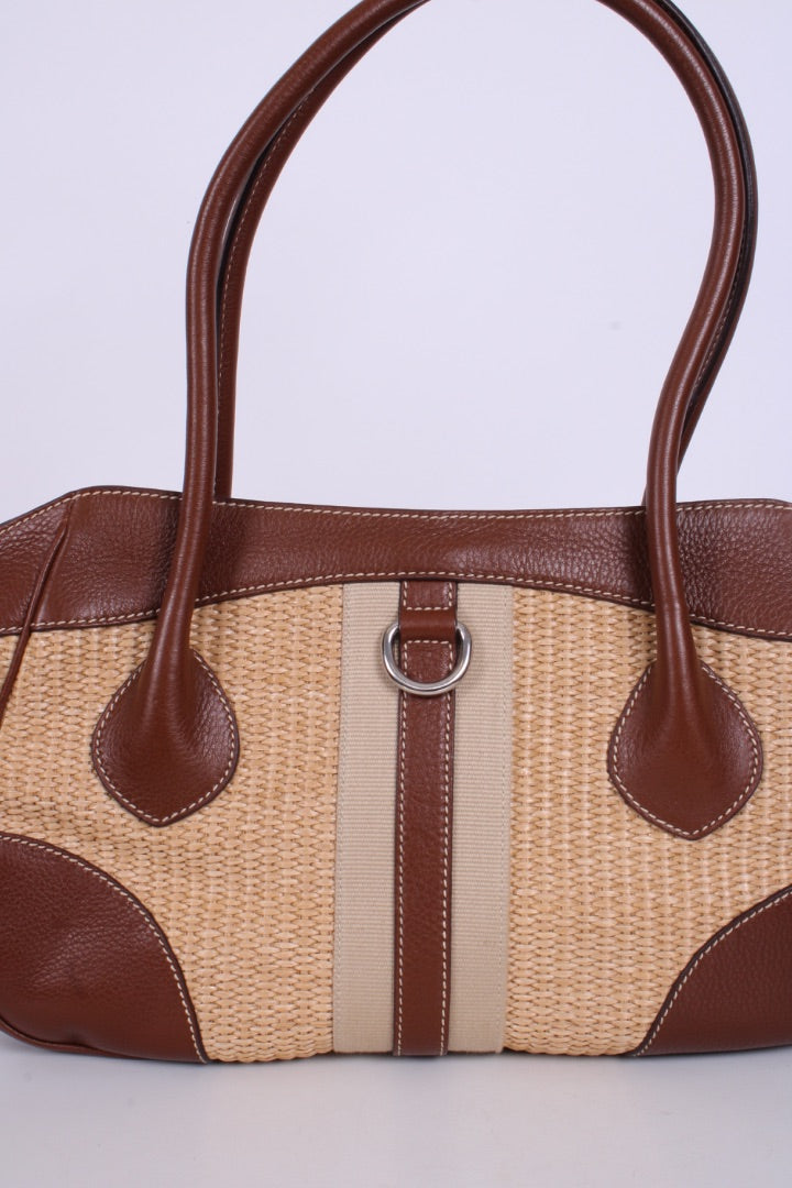 Prada Vitello Daino Straw Handbag Brown | O/S, Brown