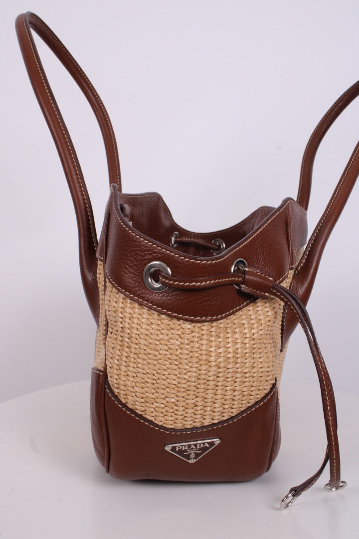 Prada Vitello Daino Straw Handbag Brown | O/S, Brown